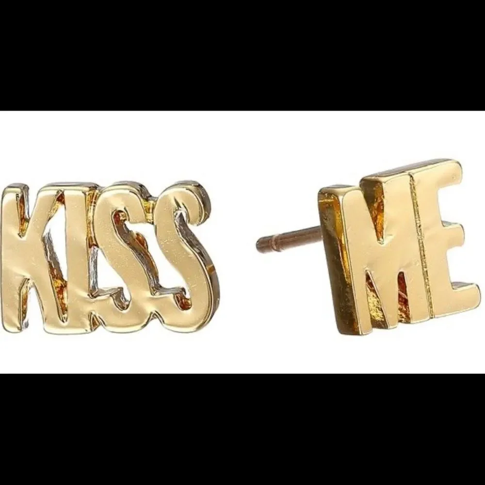Kate Spade Gold “Kiss Me” Studs